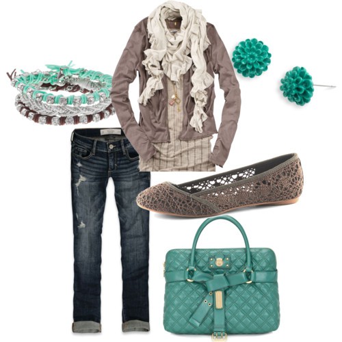 gray and teal fall fashion