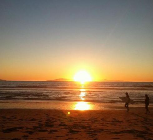California beach at sunset
