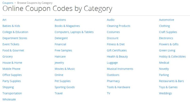 Groupon Coupon Category