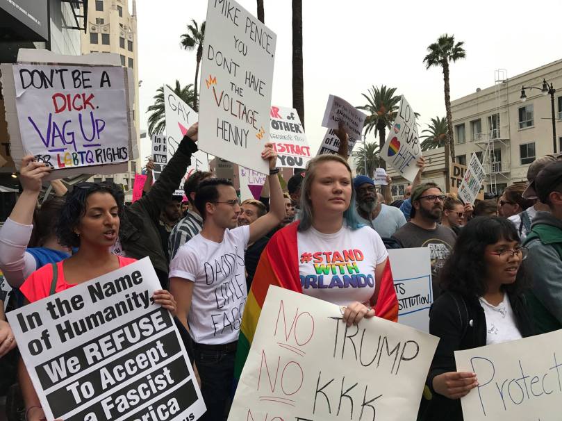 trump protest hollywood