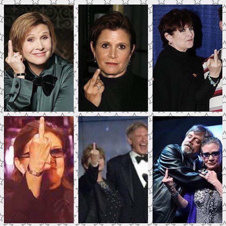 Carrie Fisher Flipping people off