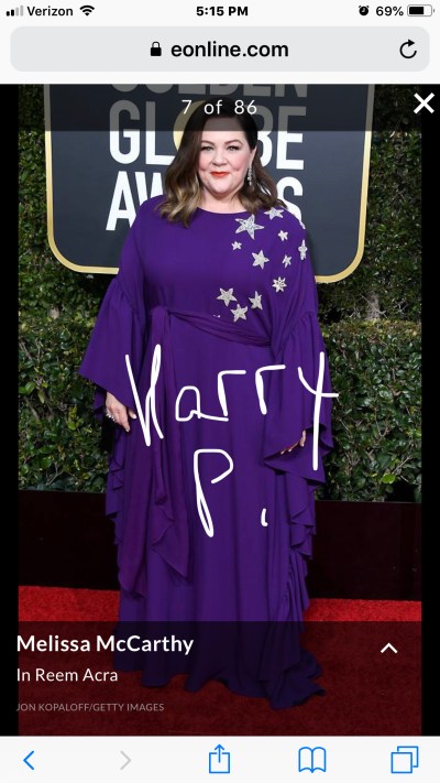 melissa mccarthy golden globes red carpet