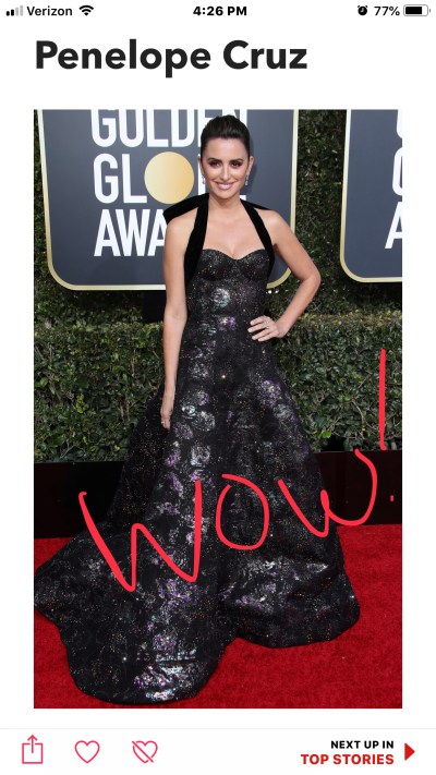 penelope cruz golden globes red carpet